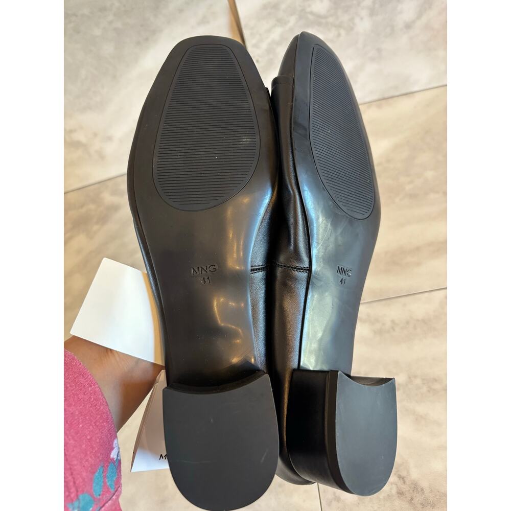 Mango MNG Women’s Buckle Leather Shoes Black Block Heel Size 9.5 New With Flaw - Picture 6 of 8